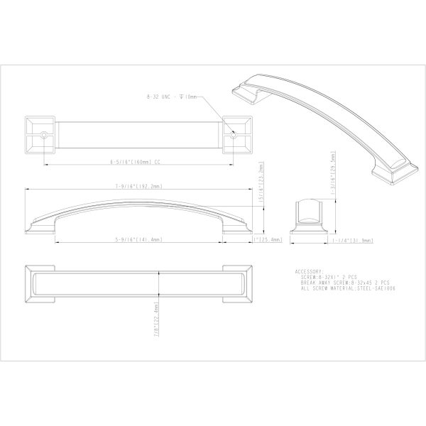 160 mm Center-to-Center Gun Metal Square Annadale Cabinet Pull - Image 4