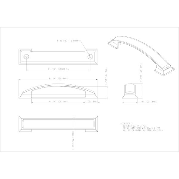128 mm Center-to-Center Matte Black Square Annadale Cabinet Cup Pull - Image 5