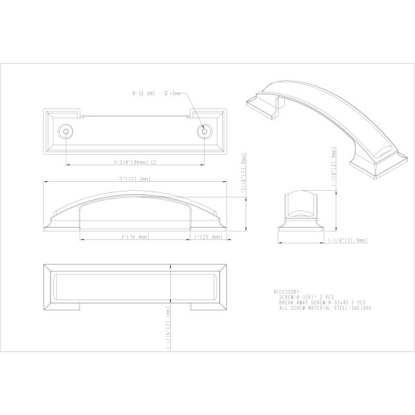 96 mm Center-to-Center Matte Black Square Annadale Cabinet Cup Pull - Image 5