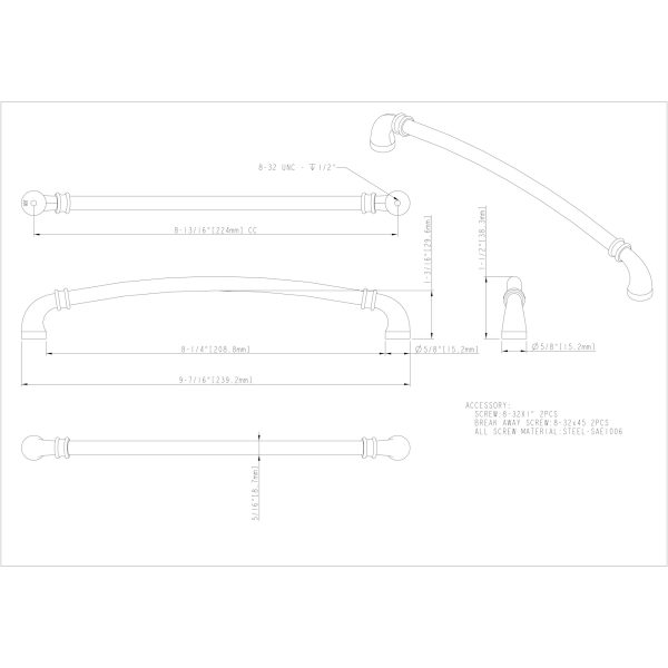 224 mm Center-to-Center Satin Nickel Marie Cabinet Pull - Image 3