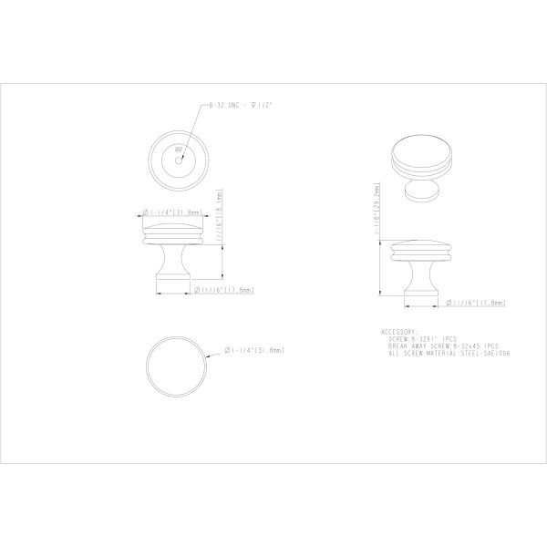1-1/4" Diameter Satin Nickel Marie Cabinet Knob - Image 3