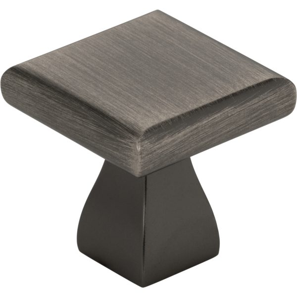 1" Overall Length Brushed Pewter Square Hadly Cabinet Knob