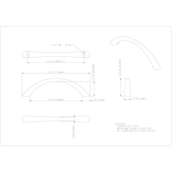 96 mm Center-to-Center Satin Nickel Arched Capri Cabinet Pull - Image 4