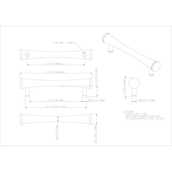 96 mm Center-to-Center Satin Nickel Sedona Cabinet Pull - Image 5