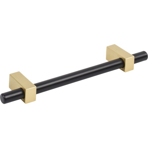 128 mm Center-to-Center Matte Black with Brushed Gold Larkin Cabinet Bar Pull - Image 4