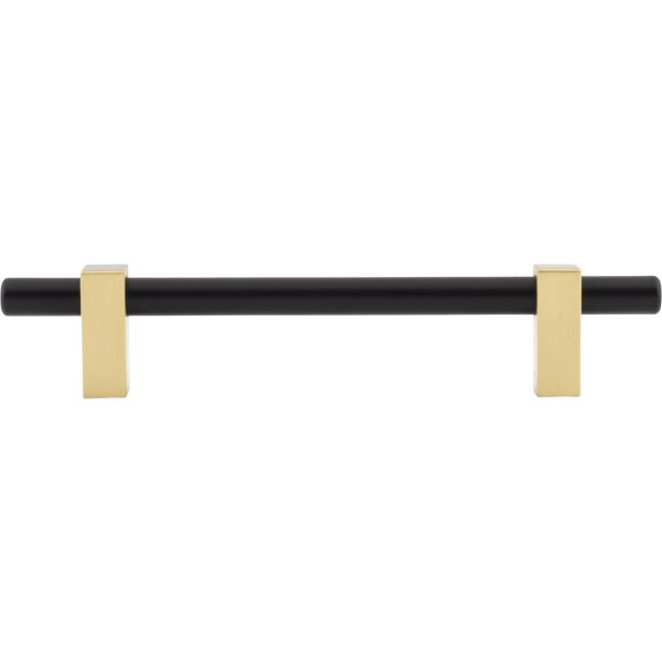 128 mm Center-to-Center Matte Black with Brushed Gold Larkin Cabinet Bar Pull - Image 6