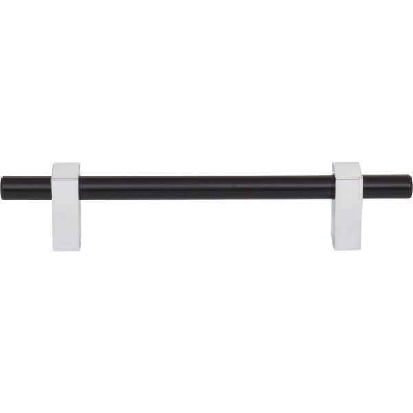 128 mm Center-to-Center Matte Black with Polished Chrome Larkin Cabinet Bar Pull - Image 3