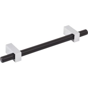 Larkin 2 Cabinet Pull – 128 mm in Matte Black w/Polished Chrome