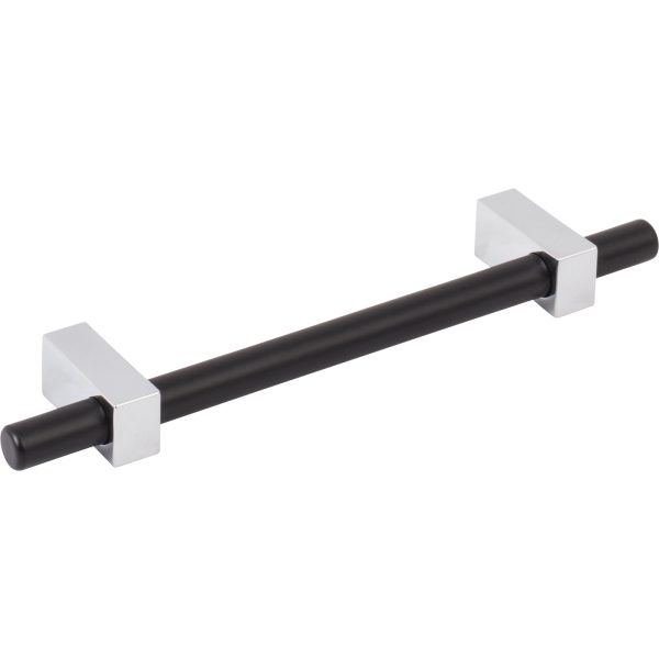 128 mm Center-to-Center Matte Black with Polished Chrome Larkin Cabinet Bar Pull - Image 4