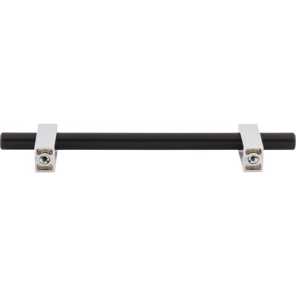 128 mm Center-to-Center Matte Black with Polished Chrome Larkin Cabinet Bar Pull - Image 5