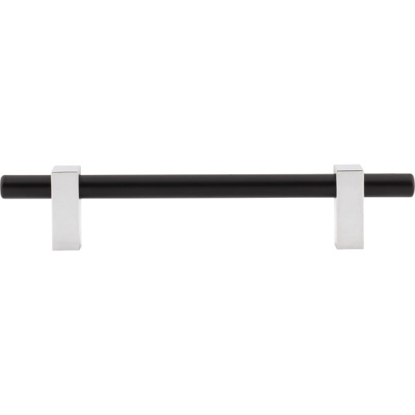 128 mm Center-to-Center Matte Black with Polished Chrome Larkin Cabinet Bar Pull - Image 6