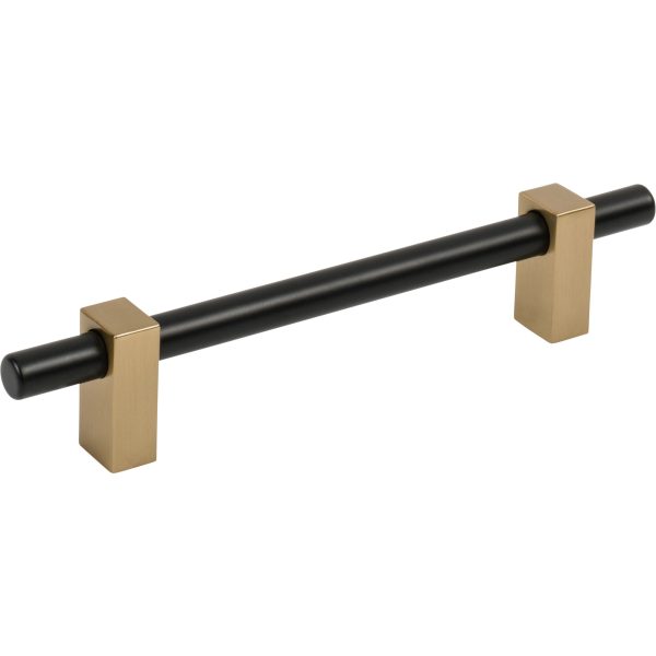 128 mm Center-to-Center Matte Black with Satin Bronze Larkin Cabinet Bar Pull