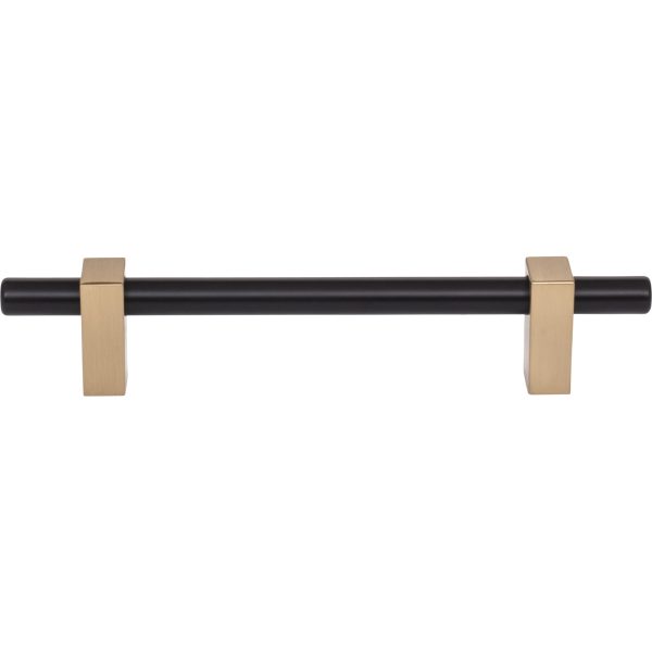 128 mm Center-to-Center Matte Black with Satin Bronze Larkin Cabinet Bar Pull - Image 3