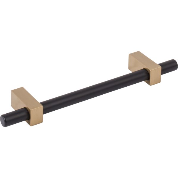 128 mm Center-to-Center Matte Black with Satin Bronze Larkin Cabinet Bar Pull - Image 4