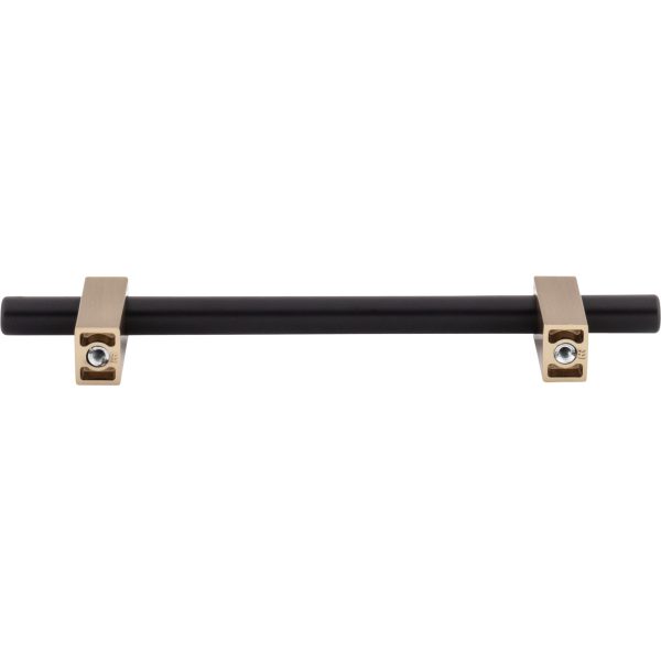128 mm Center-to-Center Matte Black with Satin Bronze Larkin Cabinet Bar Pull - Image 5