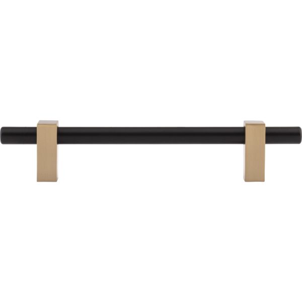 128 mm Center-to-Center Matte Black with Satin Bronze Larkin Cabinet Bar Pull - Image 6