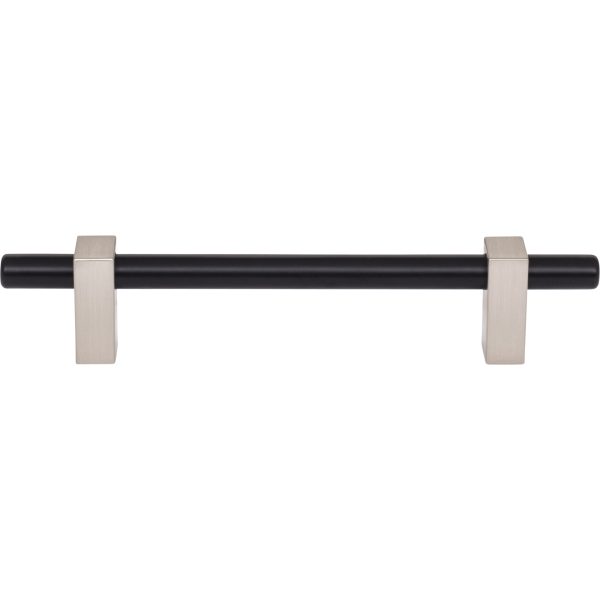 128 mm Center-to-Center Matte Black with Satin Nickel Larkin Cabinet Bar Pull - Image 3