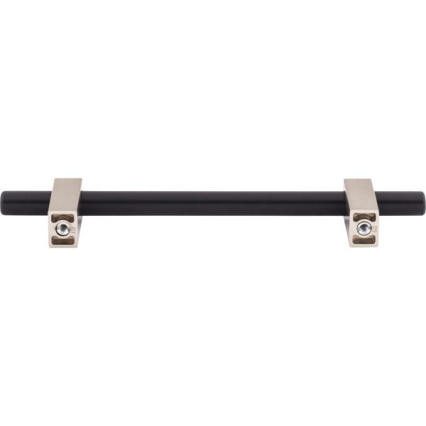 128 mm Center-to-Center Matte Black with Satin Nickel Larkin Cabinet Bar Pull - Image 5