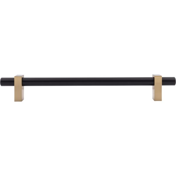 12" Center-to-Center Matte Black with Satin Bronze Larkin Appliance Handle - Image 6