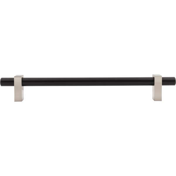 12" Center-to-Center Matte Black with Satin Nickel Larkin Appliance Handle - Image 6