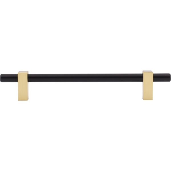 160 mm Center-to-Center Matte Black with Brushed Gold Larkin Cabinet Bar Pull - Image 6