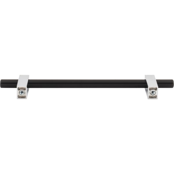 160 mm Center-to-Center Matte Black with Polished Chrome Larkin Cabinet Bar Pull - Image 5