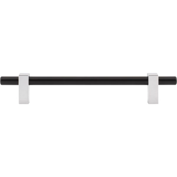 160 mm Center-to-Center Matte Black with Polished Chrome Larkin Cabinet Bar Pull - Image 6