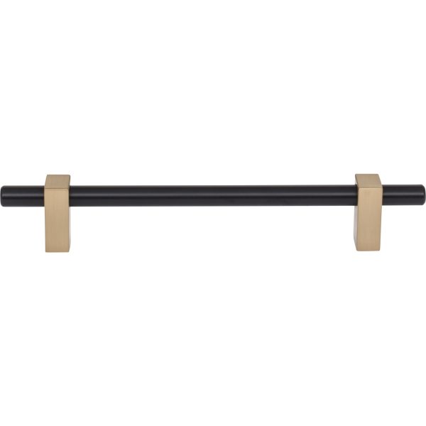 160 mm Center-to-Center Matte Black with Satin Bronze Larkin Cabinet Bar Pull - Image 3