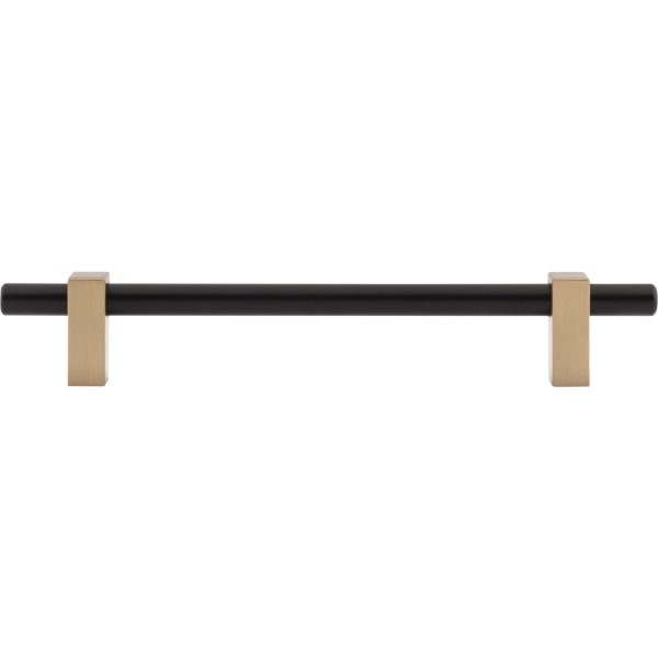 160 mm Center-to-Center Matte Black with Satin Bronze Larkin Cabinet Bar Pull - Image 6