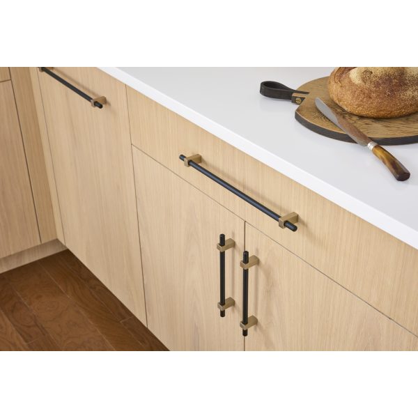 18" Center-to-Center Matte Black with Satin Bronze Larkin Appliance Handle - Image 4