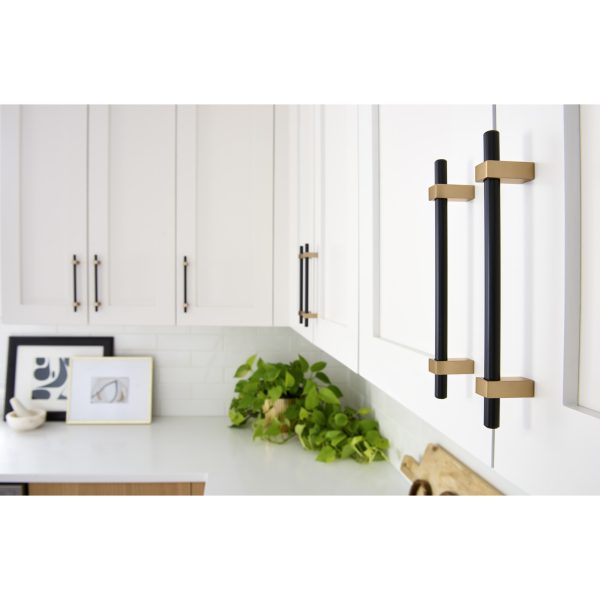 18" Center-to-Center Matte Black with Satin Bronze Larkin Appliance Handle - Image 5