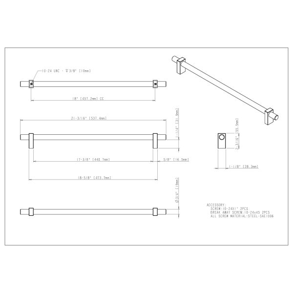 18" Center-to-Center Satin Nickel Larkin Appliance Handle - Image 3