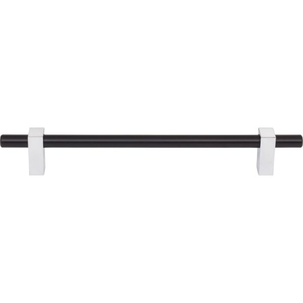 192 mm Center-to-Center Matte Black with Polished Chrome Larkin Cabinet Bar Pull - Image 3