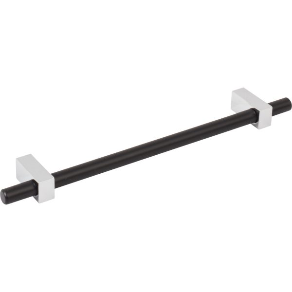 192 mm Center-to-Center Matte Black with Polished Chrome Larkin Cabinet Bar Pull - Image 4
