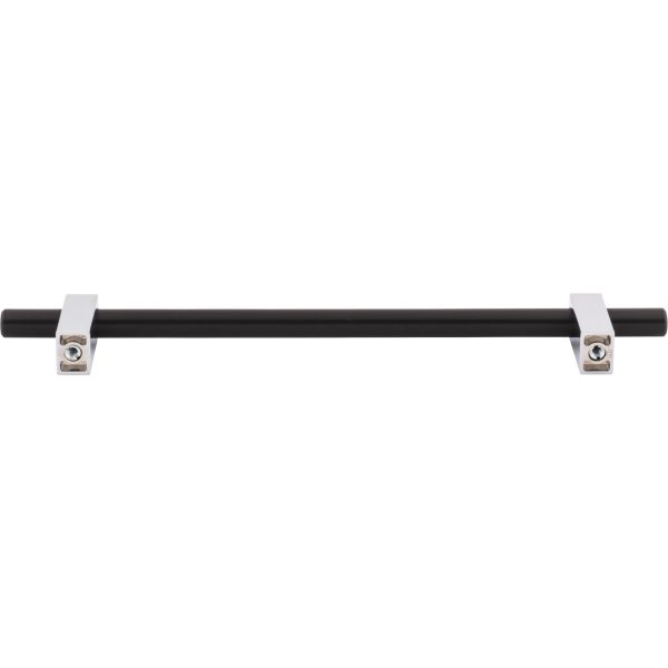 192 mm Center-to-Center Matte Black with Polished Chrome Larkin Cabinet Bar Pull - Image 5