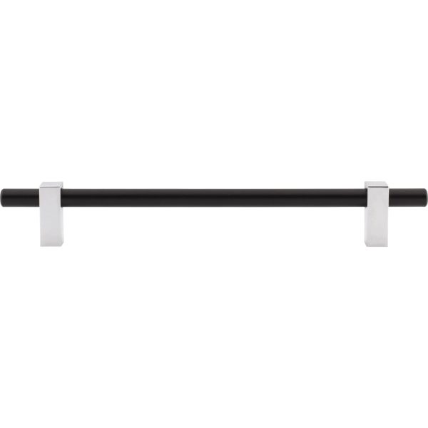 192 mm Center-to-Center Matte Black with Polished Chrome Larkin Cabinet Bar Pull - Image 6