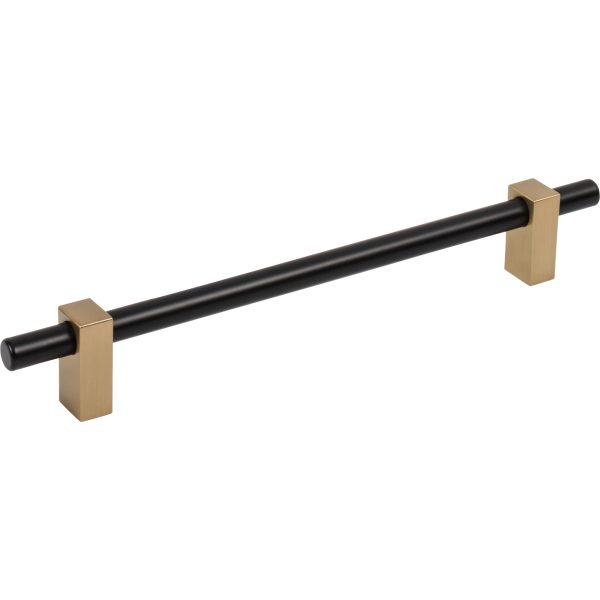 192 mm Center-to-Center Matte Black with Satin Bronze Larkin Cabinet Bar Pull