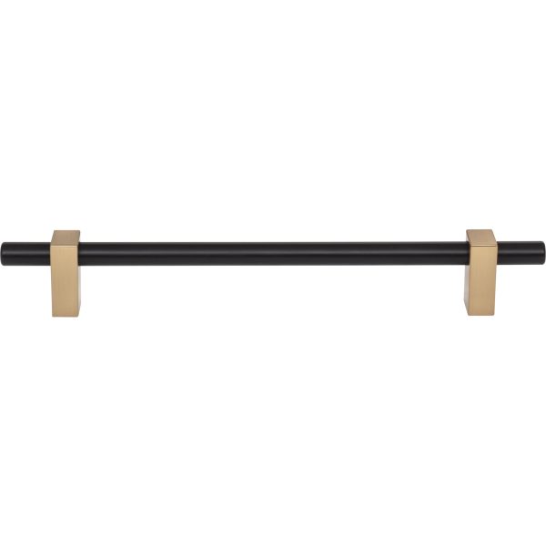 192 mm Center-to-Center Matte Black with Satin Bronze Larkin Cabinet Bar Pull - Image 3