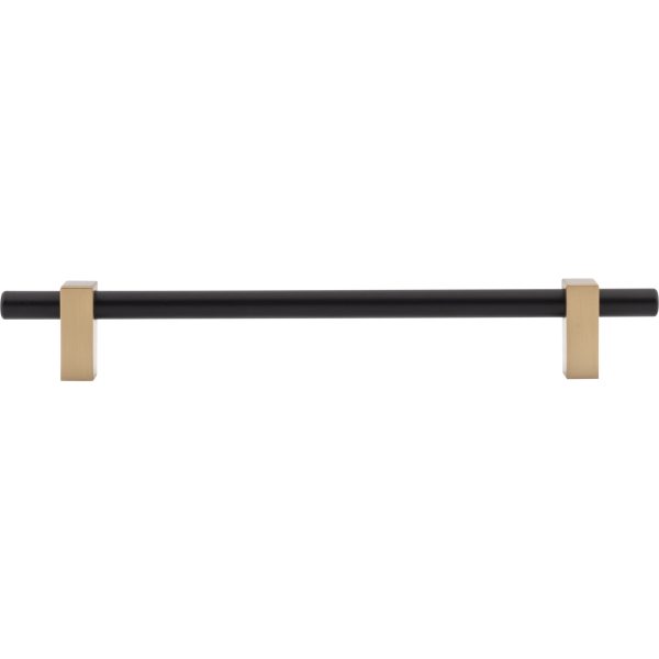 192 mm Center-to-Center Matte Black with Satin Bronze Larkin Cabinet Bar Pull - Image 6