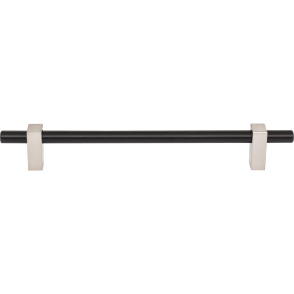 192 mm Center-to-Center Matte Black with Satin Nickel Larkin Cabinet Bar Pull - Image 3