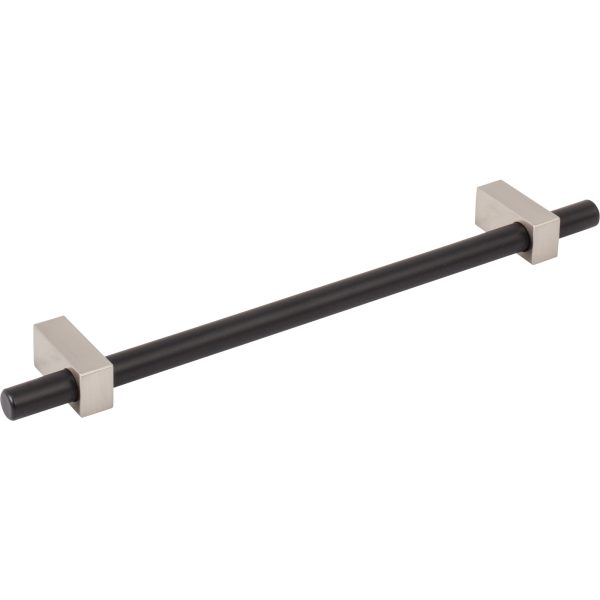 192 mm Center-to-Center Matte Black with Satin Nickel Larkin Cabinet Bar Pull - Image 4