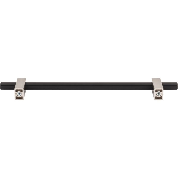 192 mm Center-to-Center Matte Black with Satin Nickel Larkin Cabinet Bar Pull - Image 5