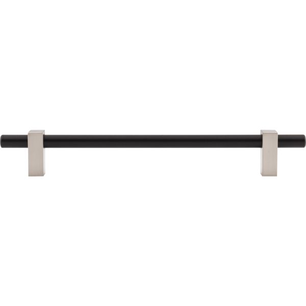 192 mm Center-to-Center Matte Black with Satin Nickel Larkin Cabinet Bar Pull - Image 6