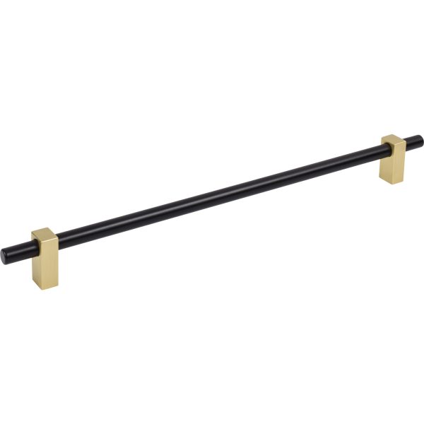 305 mm Center-to-Center Matte Black with Brushed Gold Larkin Cabinet Bar Pull