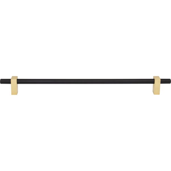 305 mm Center-to-Center Matte Black with Brushed Gold Larkin Cabinet Bar Pull - Image 3