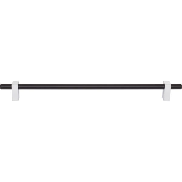 305 mm Center-to-Center Matte Black with Polished Chrome Larkin Cabinet Bar Pull - Image 3
