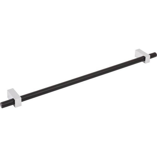 305 mm Center-to-Center Matte Black with Polished Chrome Larkin Cabinet Bar Pull - Image 4