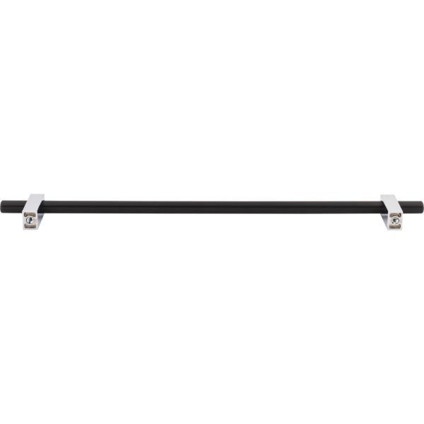 305 mm Center-to-Center Matte Black with Polished Chrome Larkin Cabinet Bar Pull - Image 5