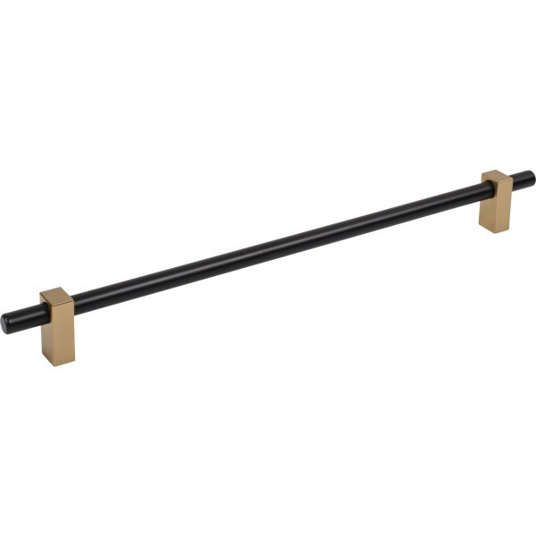 305 mm Center-to-Center Matte Black with Satin Bronze Larkin Cabinet Bar Pull