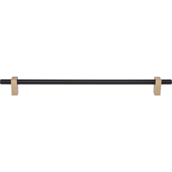 305 mm Center-to-Center Matte Black with Satin Bronze Larkin Cabinet Bar Pull - Image 3